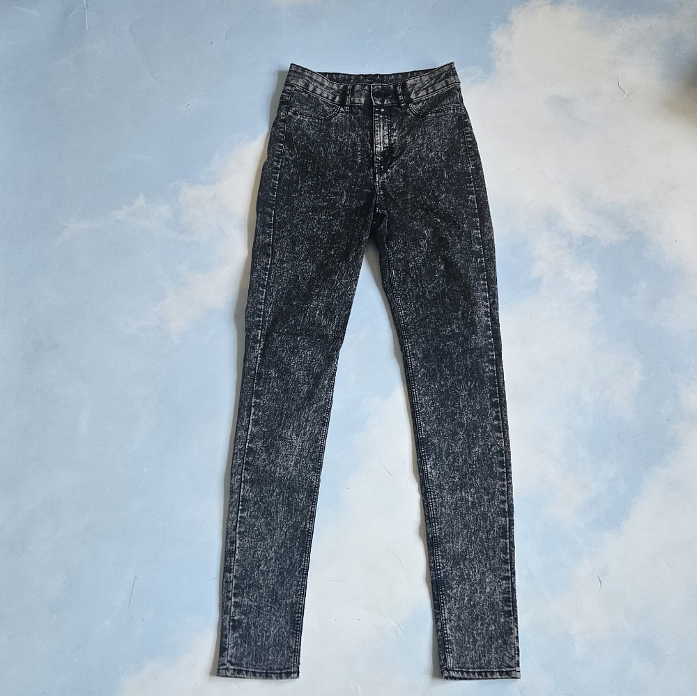 Grey Washed High Waisted Skinny Jeans Punk Goth Emo Skinny Jeans